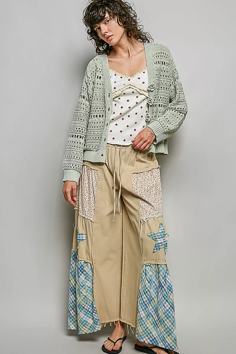 Open-Knit Floral Button Cardigan, image 5