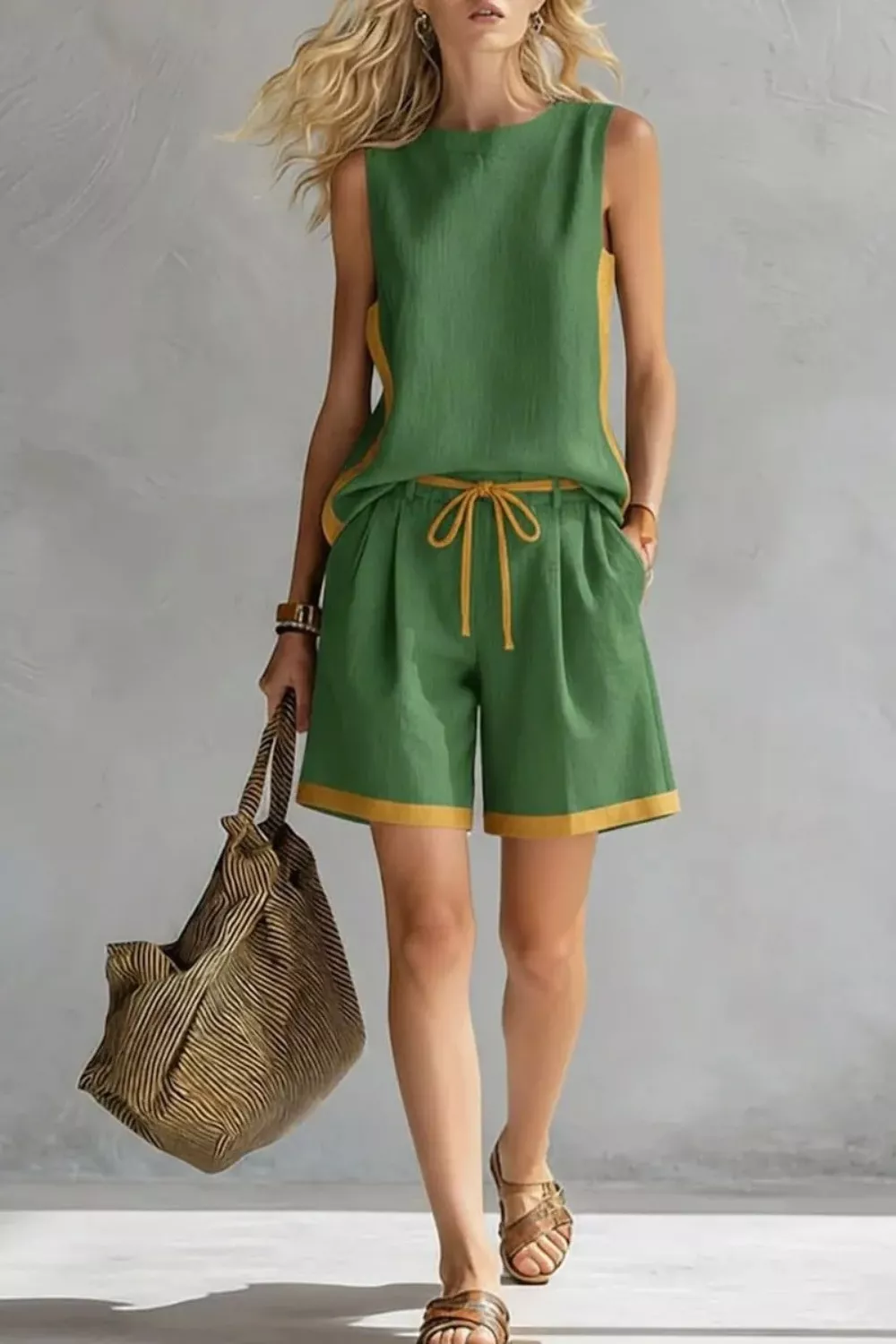 Contrast Trim Tank and Shorts Set, image 7