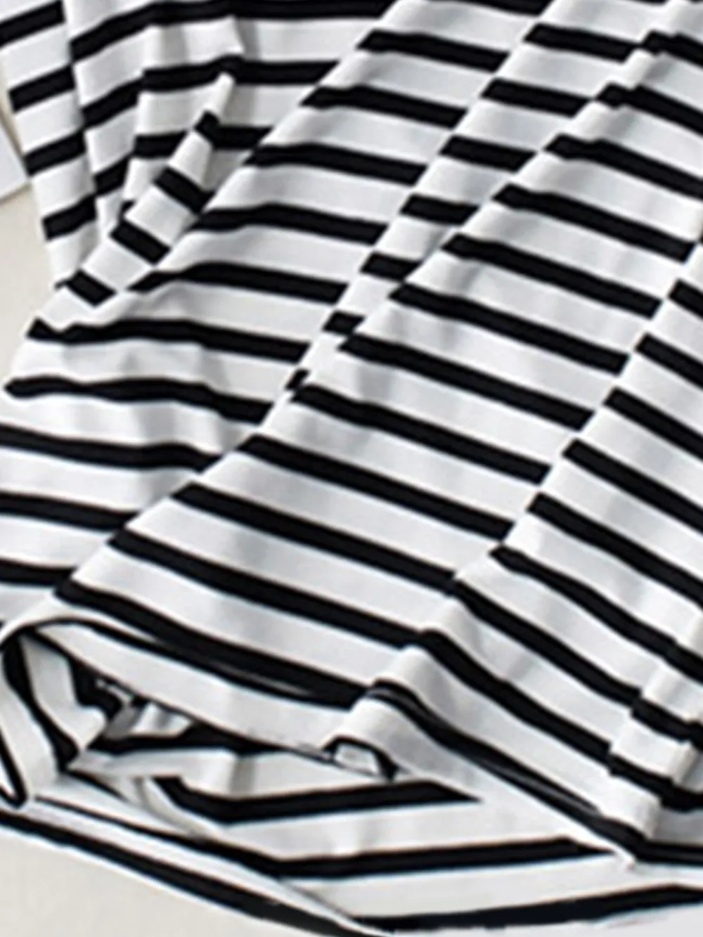 Striped Round Neck Short Sleeve T-Shirt with Bra, image 12