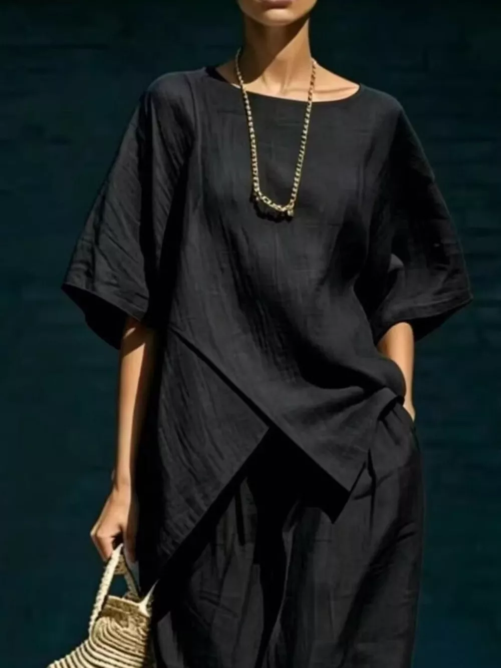 Full Size Asymmetric Top and Wide-Leg Pants Set Plus Size, image 11