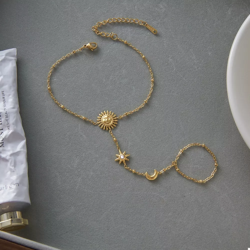 18K Gold-Plated Chain Sun Bracelet, image 8