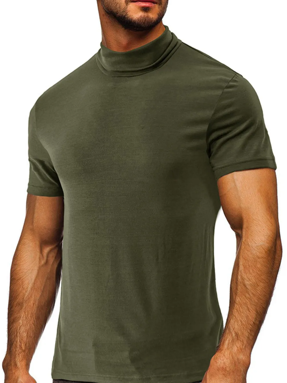 Men's Full Size Mock Neck Short Sleeve T-Shirt Plus Size