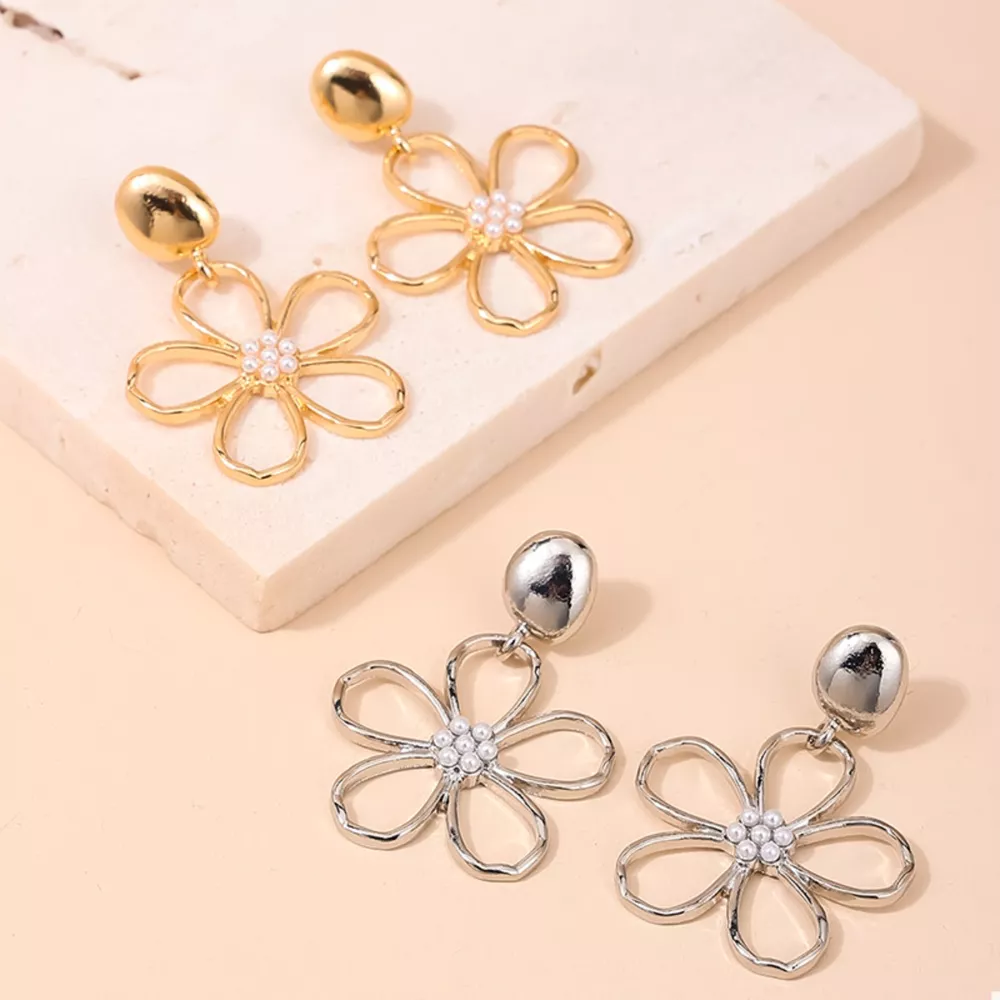 Alloy Flower Drop Earrings, image 2