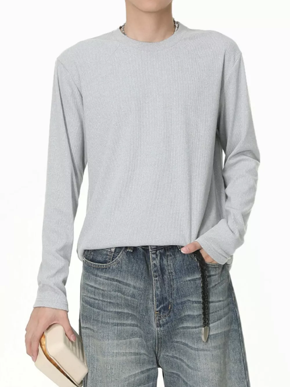 Men's Long-Sleeve Crew Neck T-Shirt, image 6