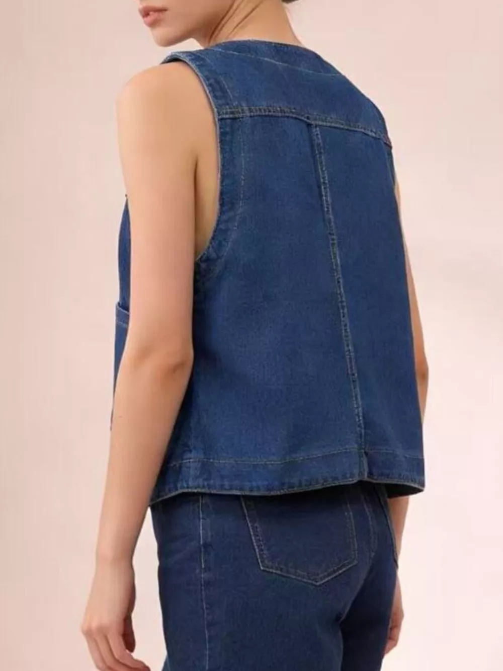 Plus Size Button-Down Denim Vest, image 10