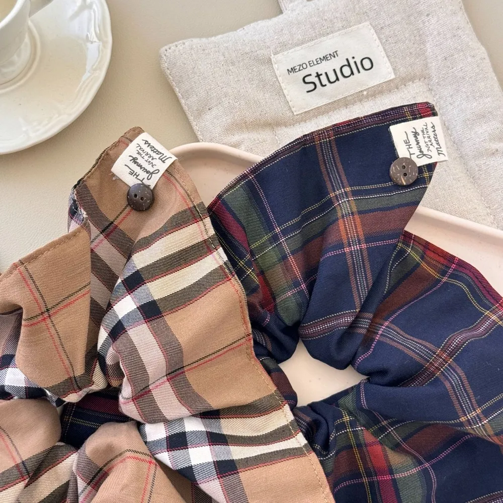 Contrast Plaid Elastic Hair Scrunchy, image 6