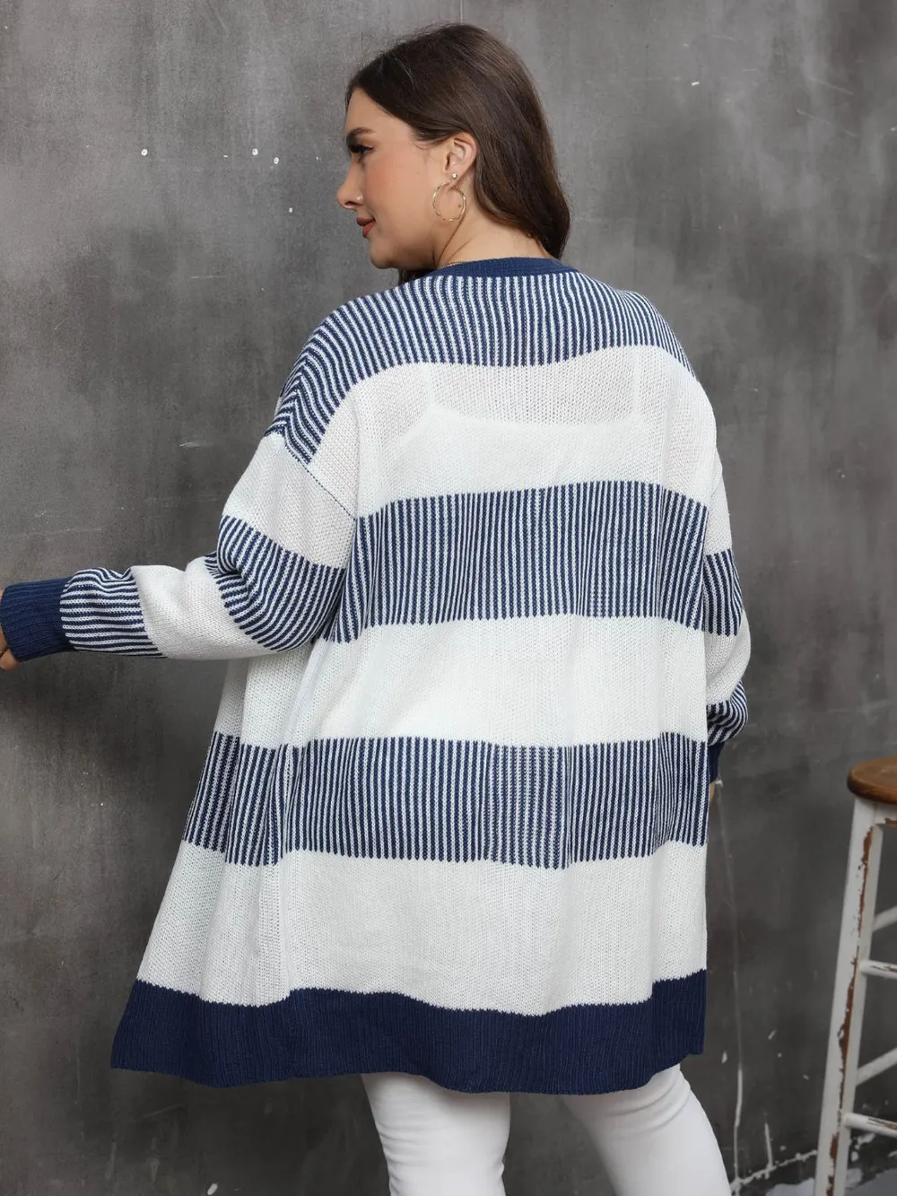 Plus Size Open Front Long Sleeve Cardigan, image 2