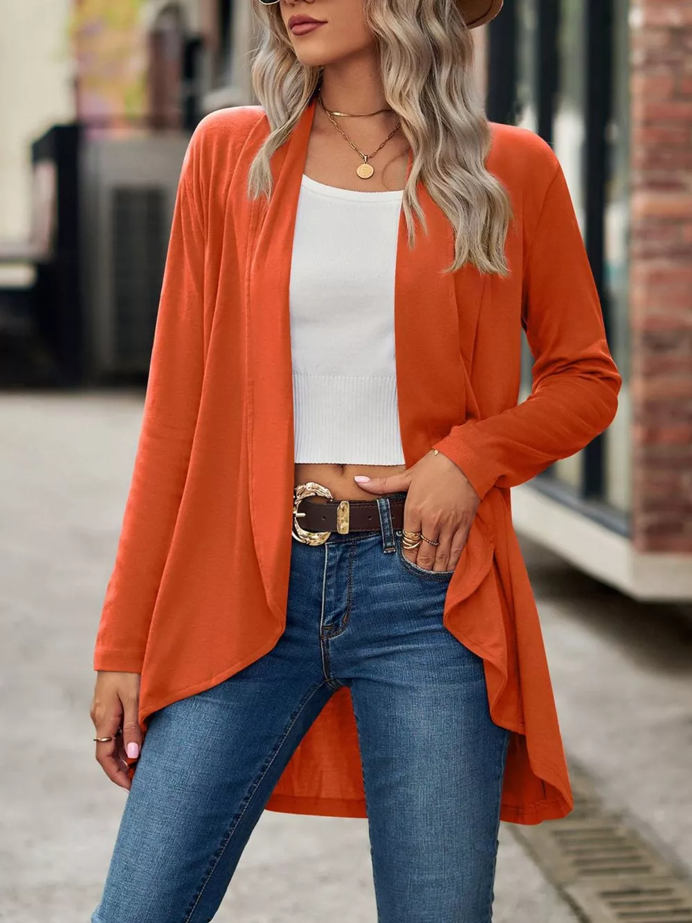 Open-Front Dropped Shoulder Cardigan, image 33