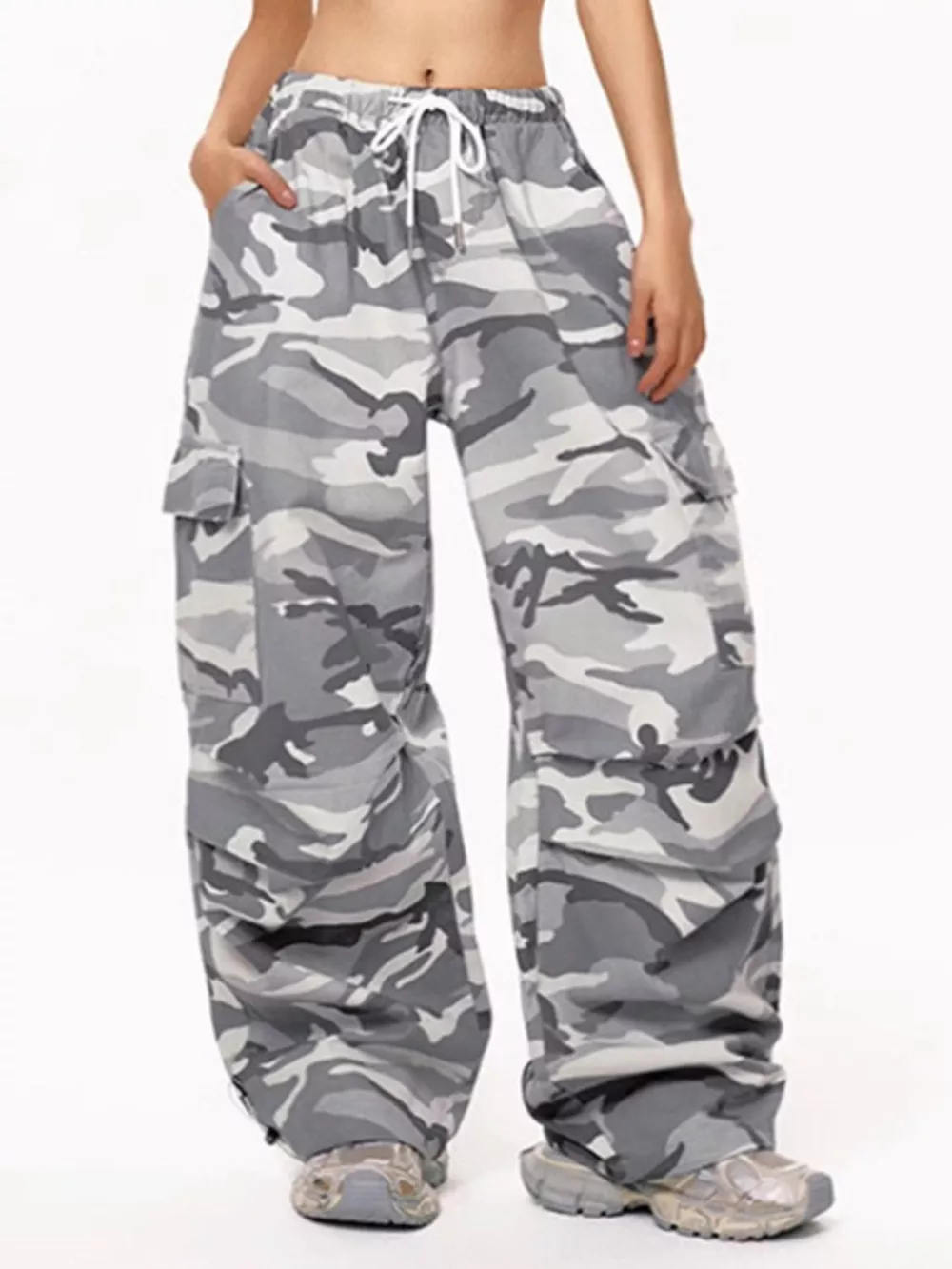 Camouflage Cargo Pants with Drawstring Waist, image 4