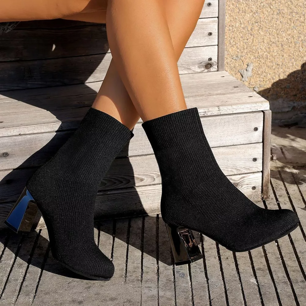 Round Toe Block Heels Boots, image 25