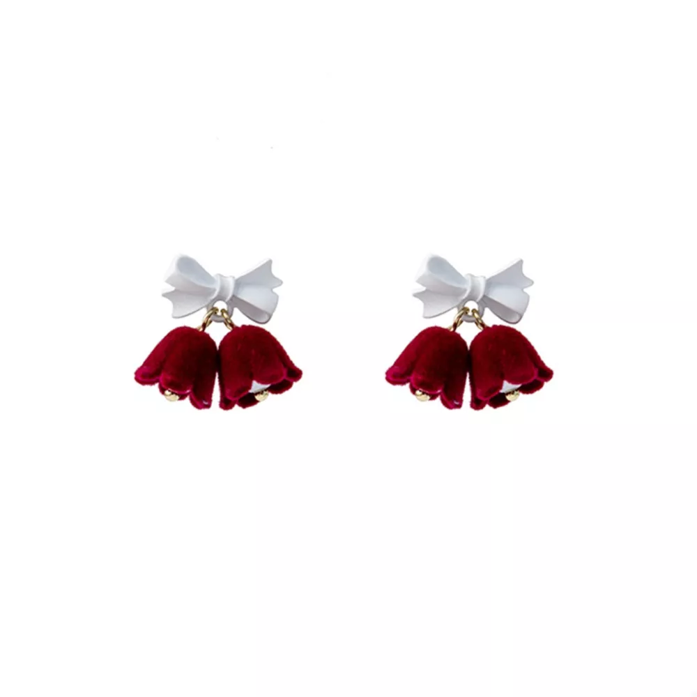 Velvet Bell Earrings with Bow, image 7