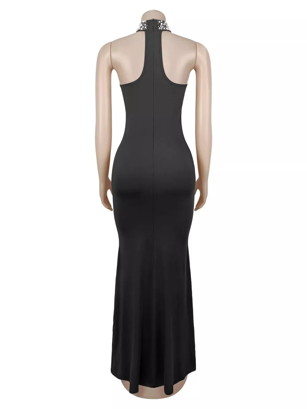 Pearl Detail Rhinestone Sleeveless Maxi Dress, image 11