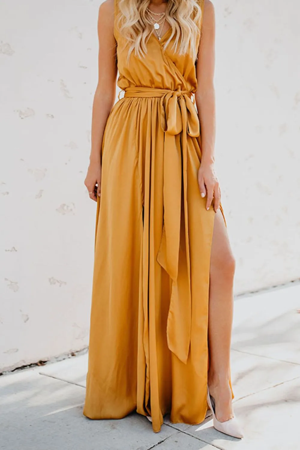 Surplice Tie Waist Maxi Dress, image 7
