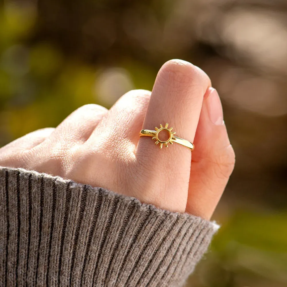 Sun Shape 18K Gold-Plated Ring, image 5