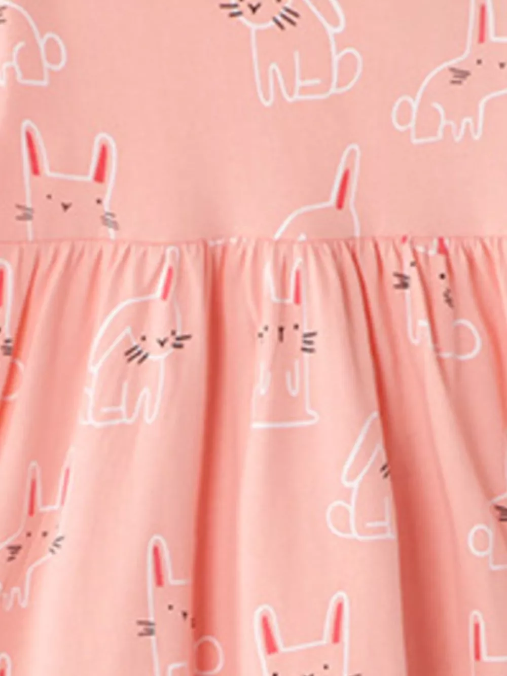 Children's Cute Rabbit Print Round Neck Dress, image 3