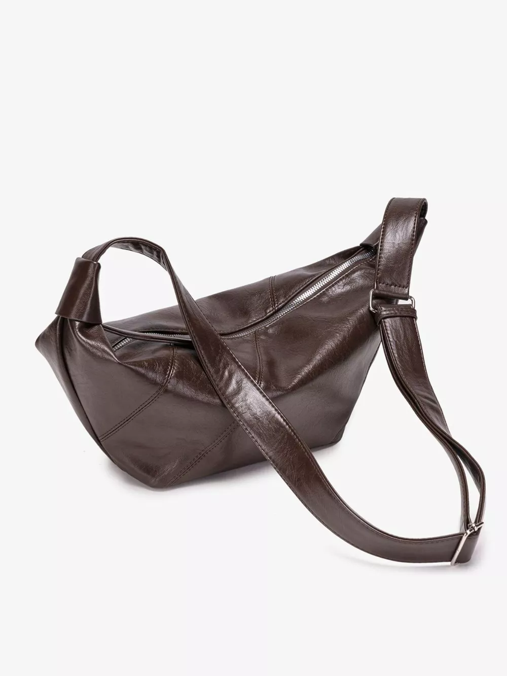 Minimalist PU Leather Dumpling Crossbody Bag with Adjustable Strap, image 8