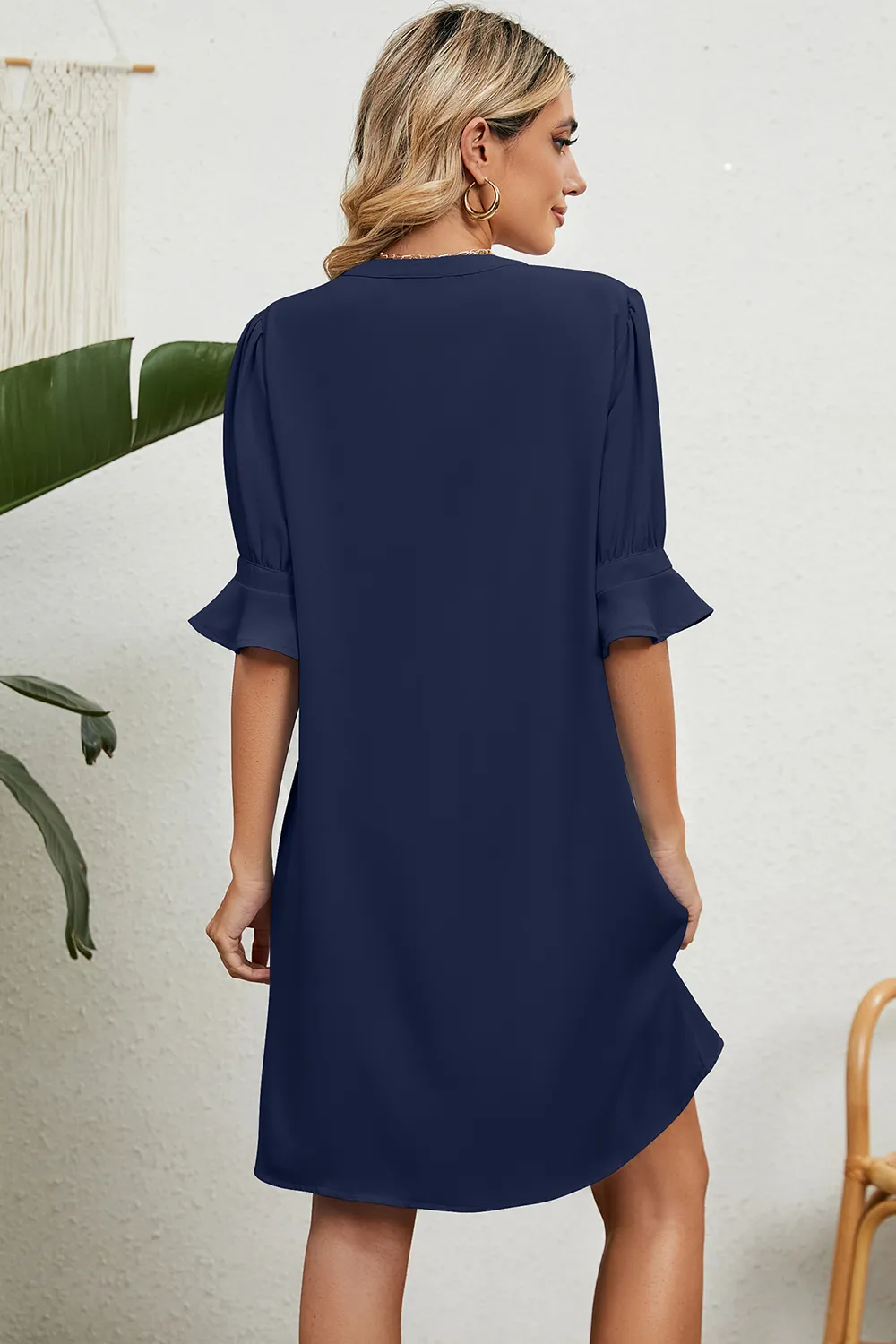 Notched Flounce Sleeve Mini Dress, image 14