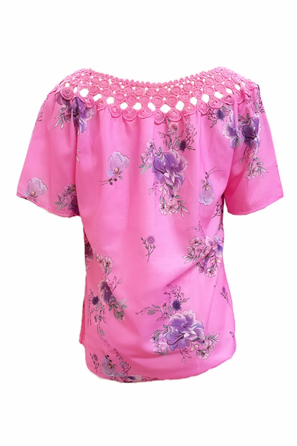 Full Size Printed Tie Neck Short Sleeve Blouse, image 16