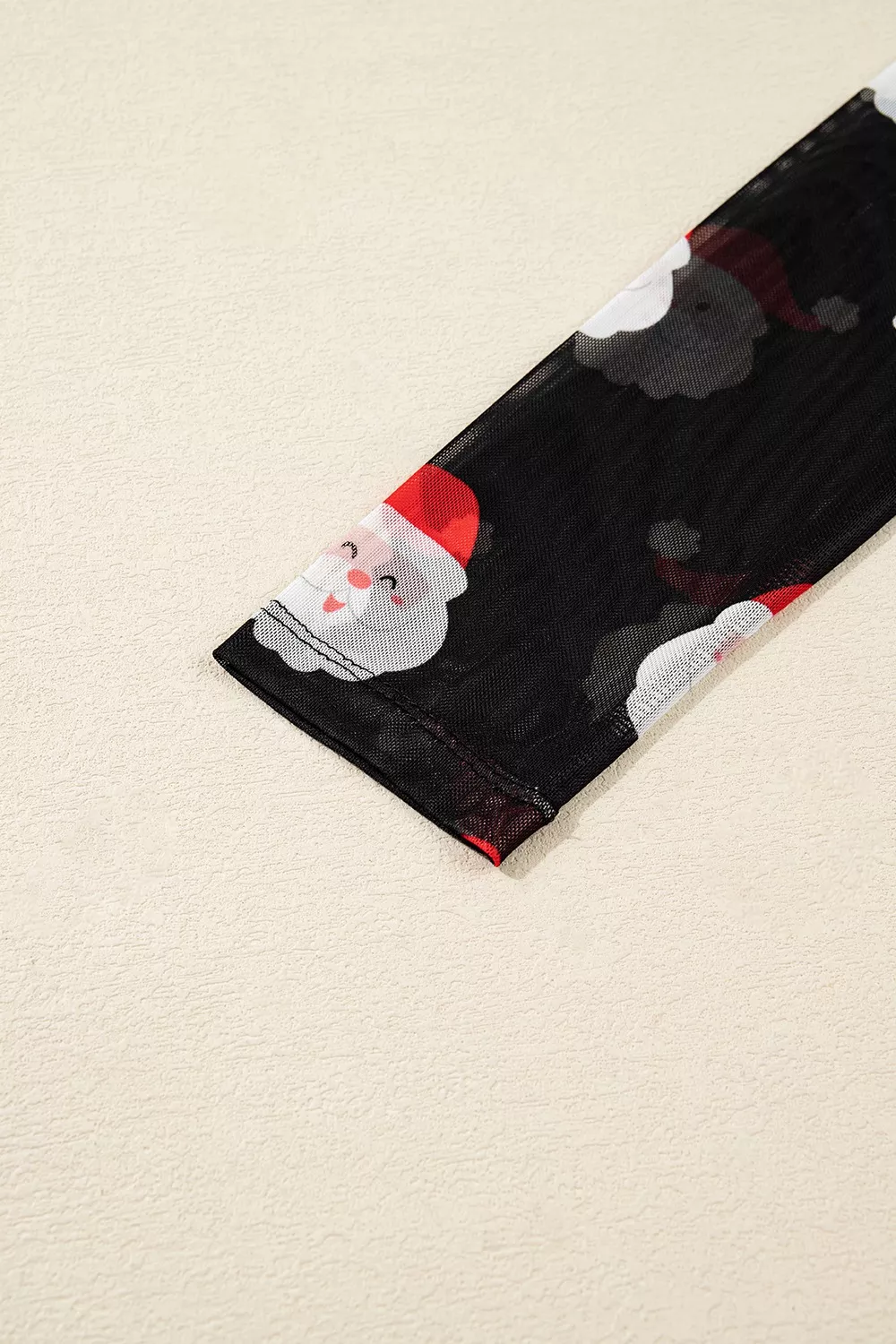 Christmas Santa Print Mesh Long Sleeve Top, image 7