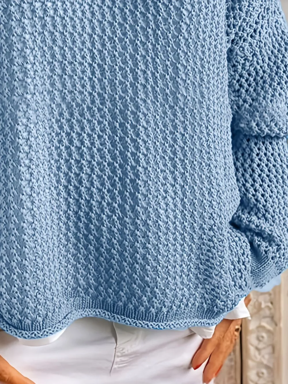 Openwork Long Sleeve Hooded Knit Cover Up, image 10