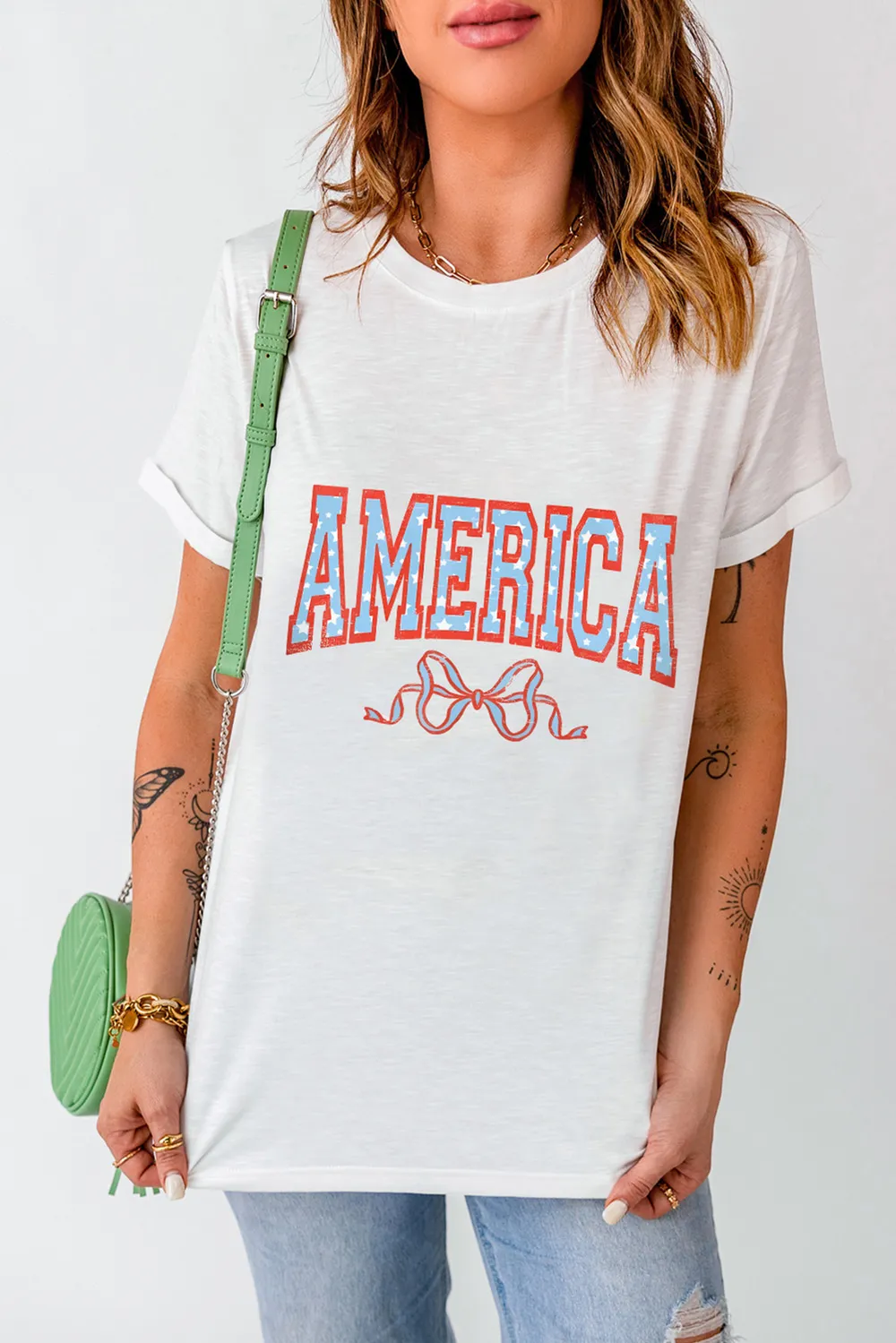 AMERICA Round Neck Short Sleeve T-Shirt, image 5