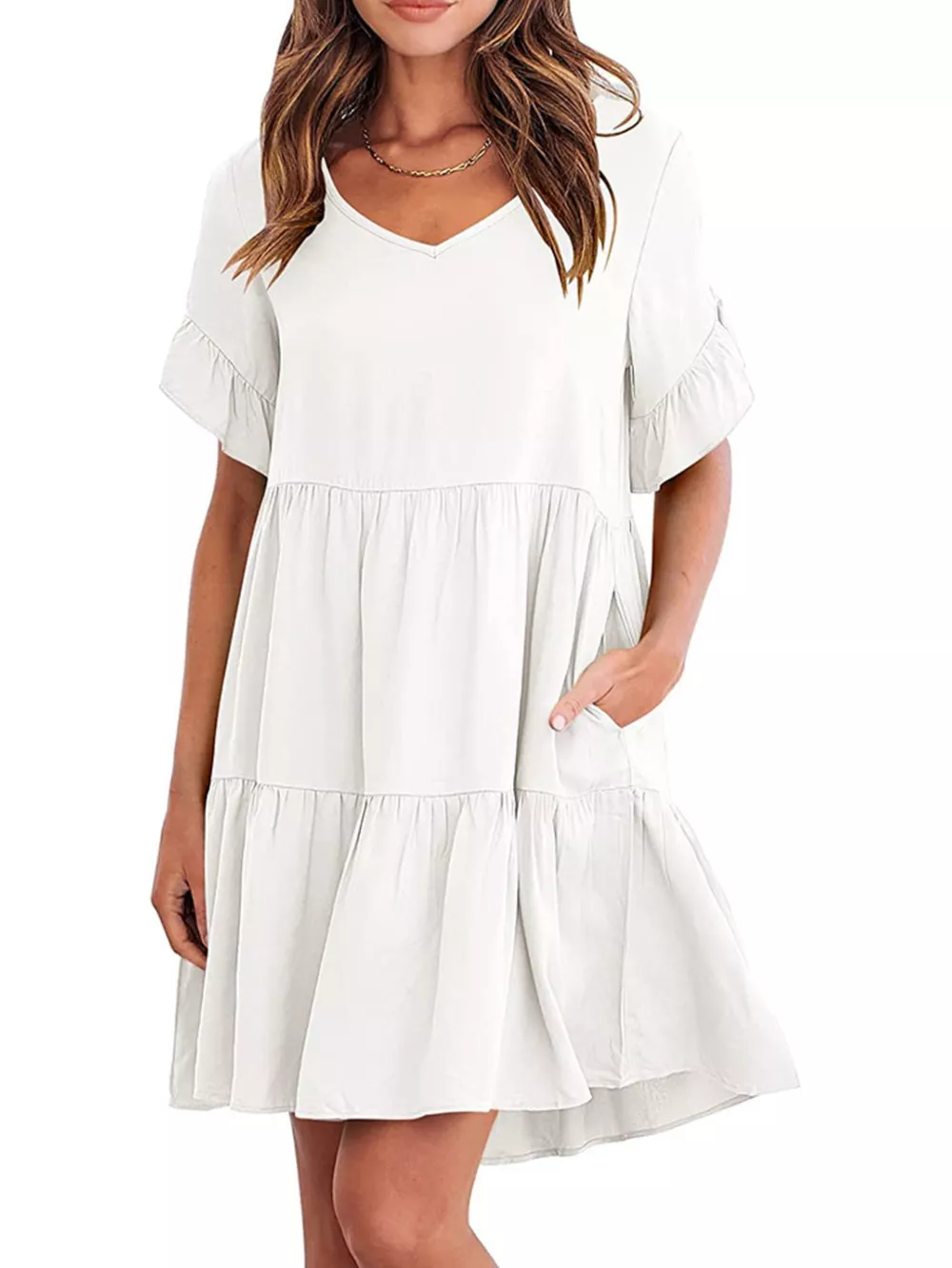 Ruffled Sleeve Tiered Mini Dress, image 19