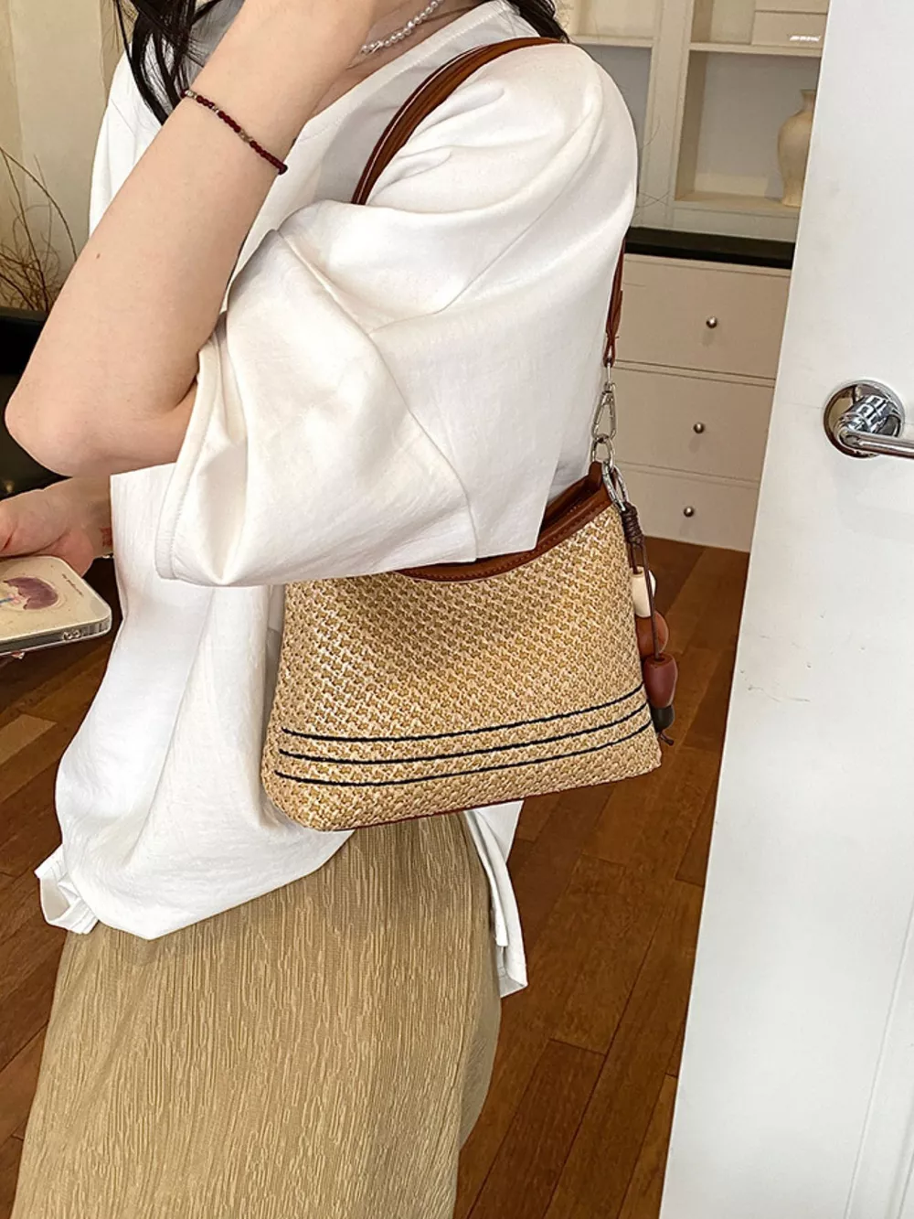 Woven Straw Crossbody Bag, image 2