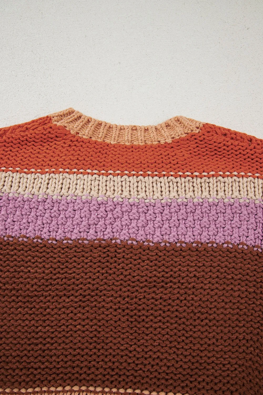 Colorblock Striped Round Neck Sweater, image 9