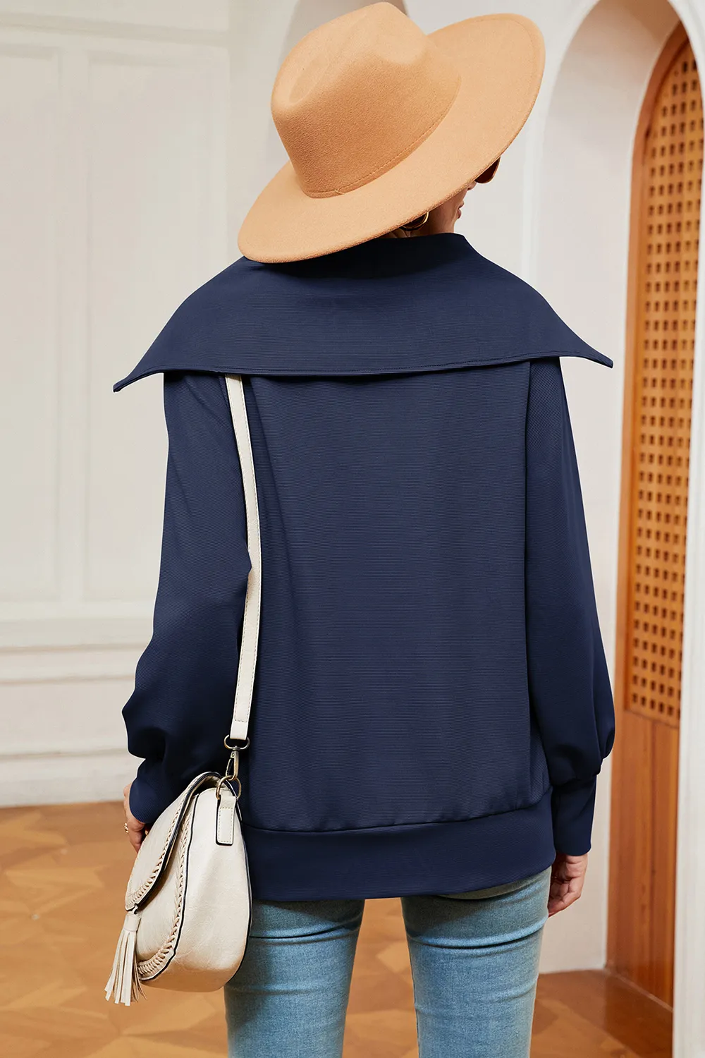 Half Zip Lantern Sleeve Sweatshirt, image 12