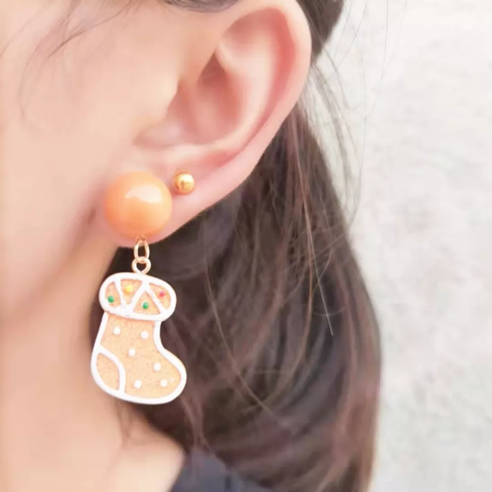 Christmas Gingerbread Man Drop Earrings, image 3