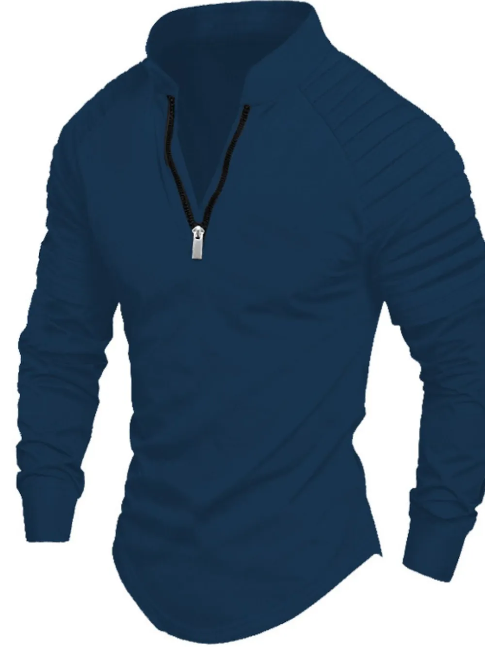 Men's Full Size Quarter Zip Long Sleeve Polo Plus SIze, image 3