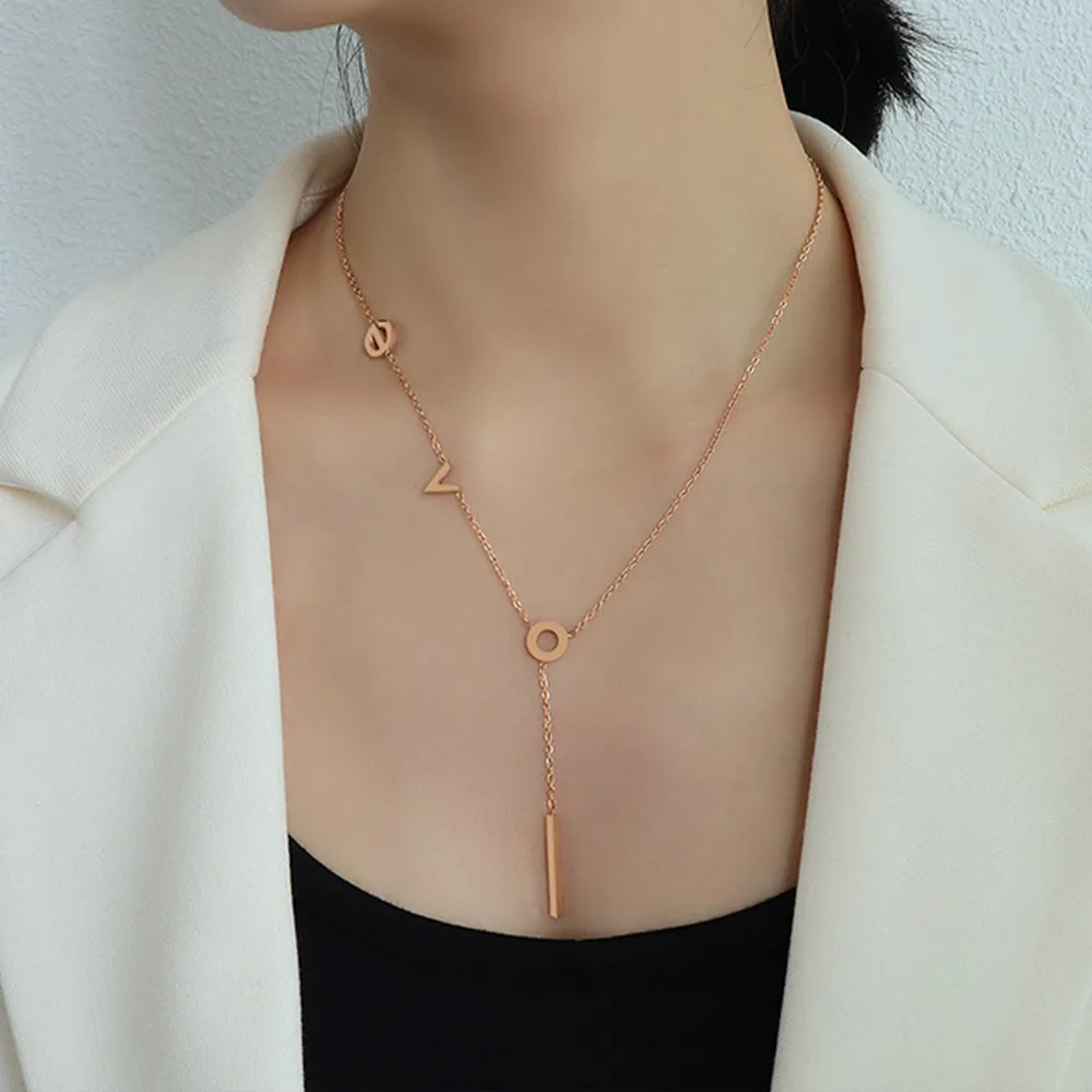 Titanium Steel Letter Necklace, image 4