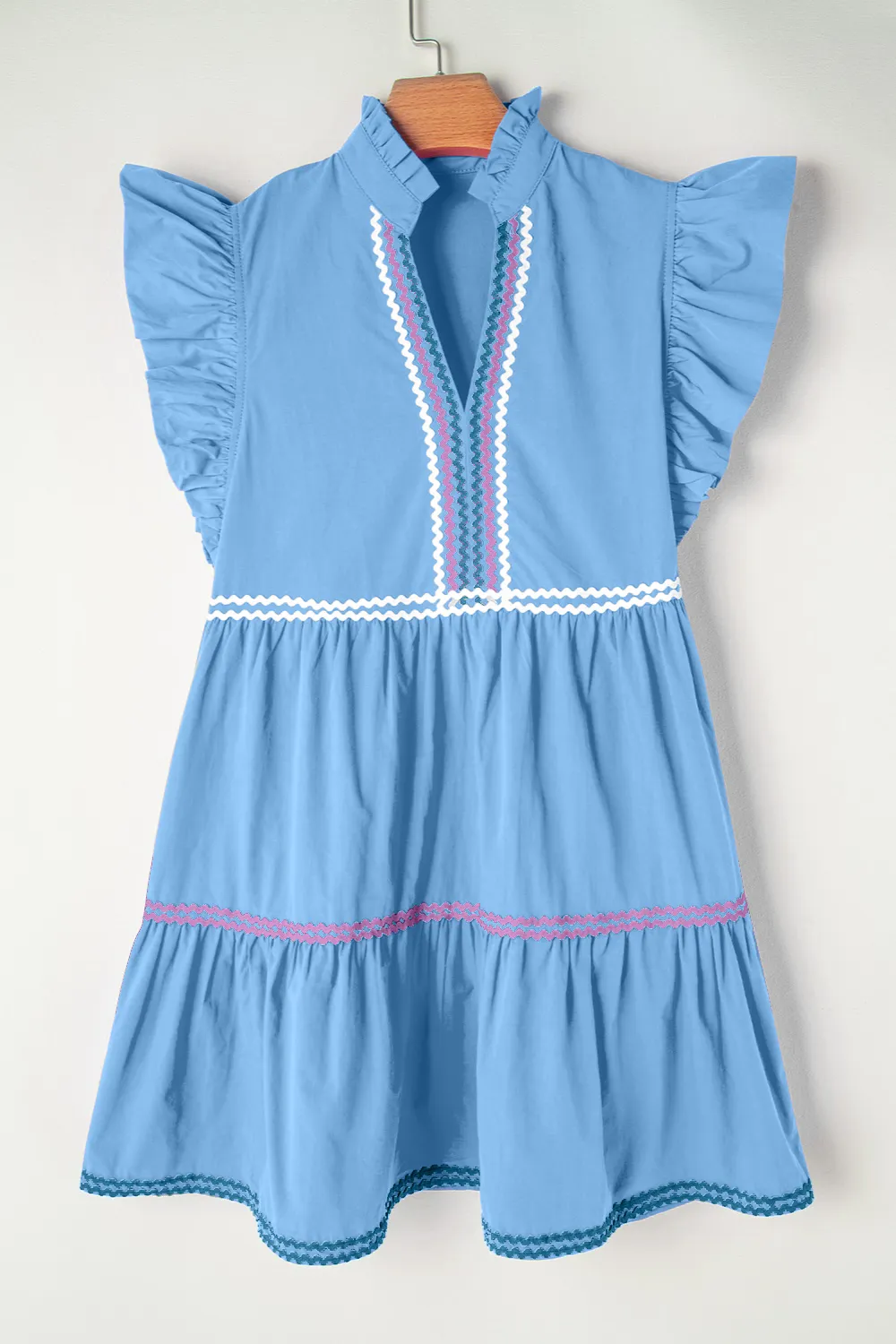 Ruffled Notched Cap Sleeve Mini Dress, image 4