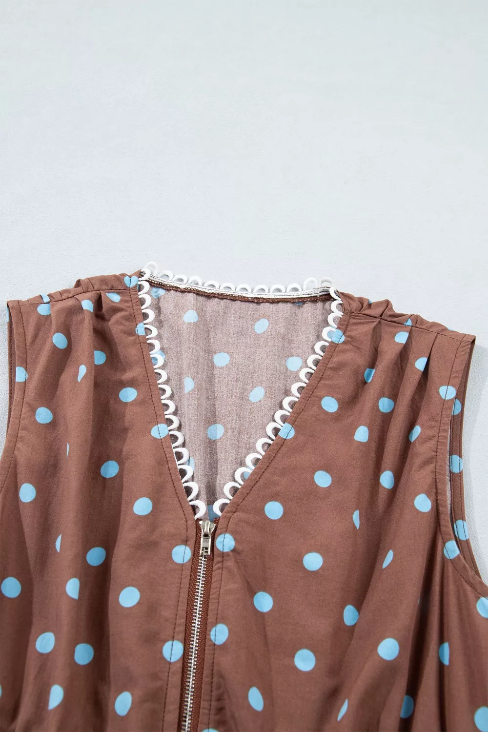 Polka Dot Zipper Front Midi Dress, image 11