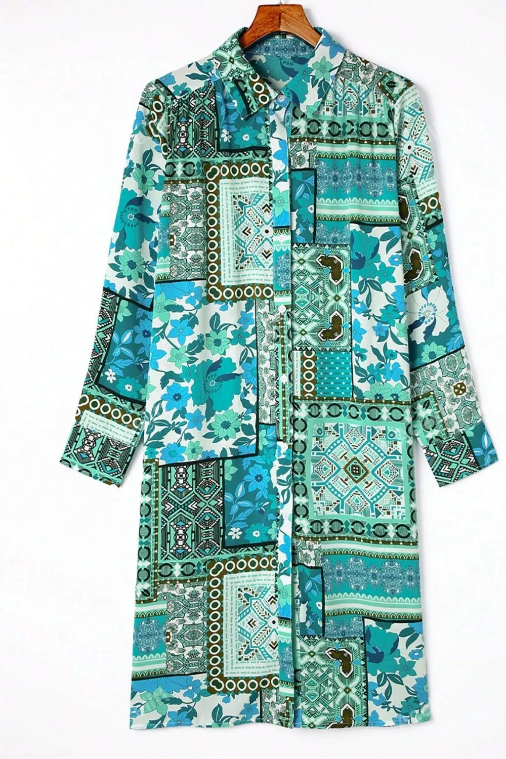 Printed Button Up Long Sleeve Cardigan, image 19