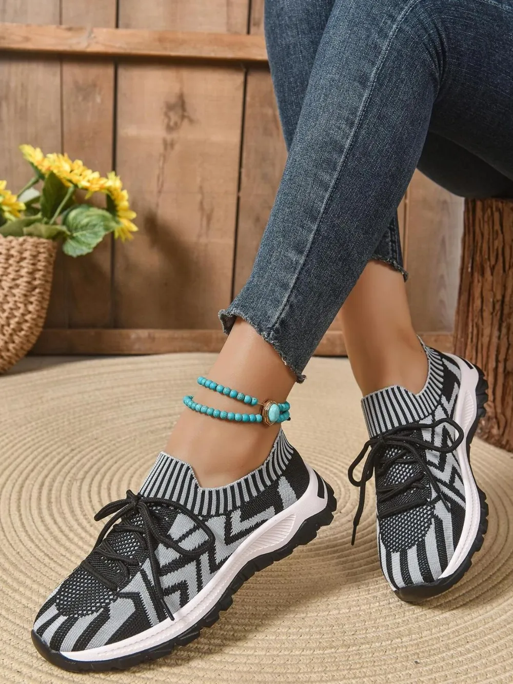 Mesh Knit Lace Up Athletic, image 9