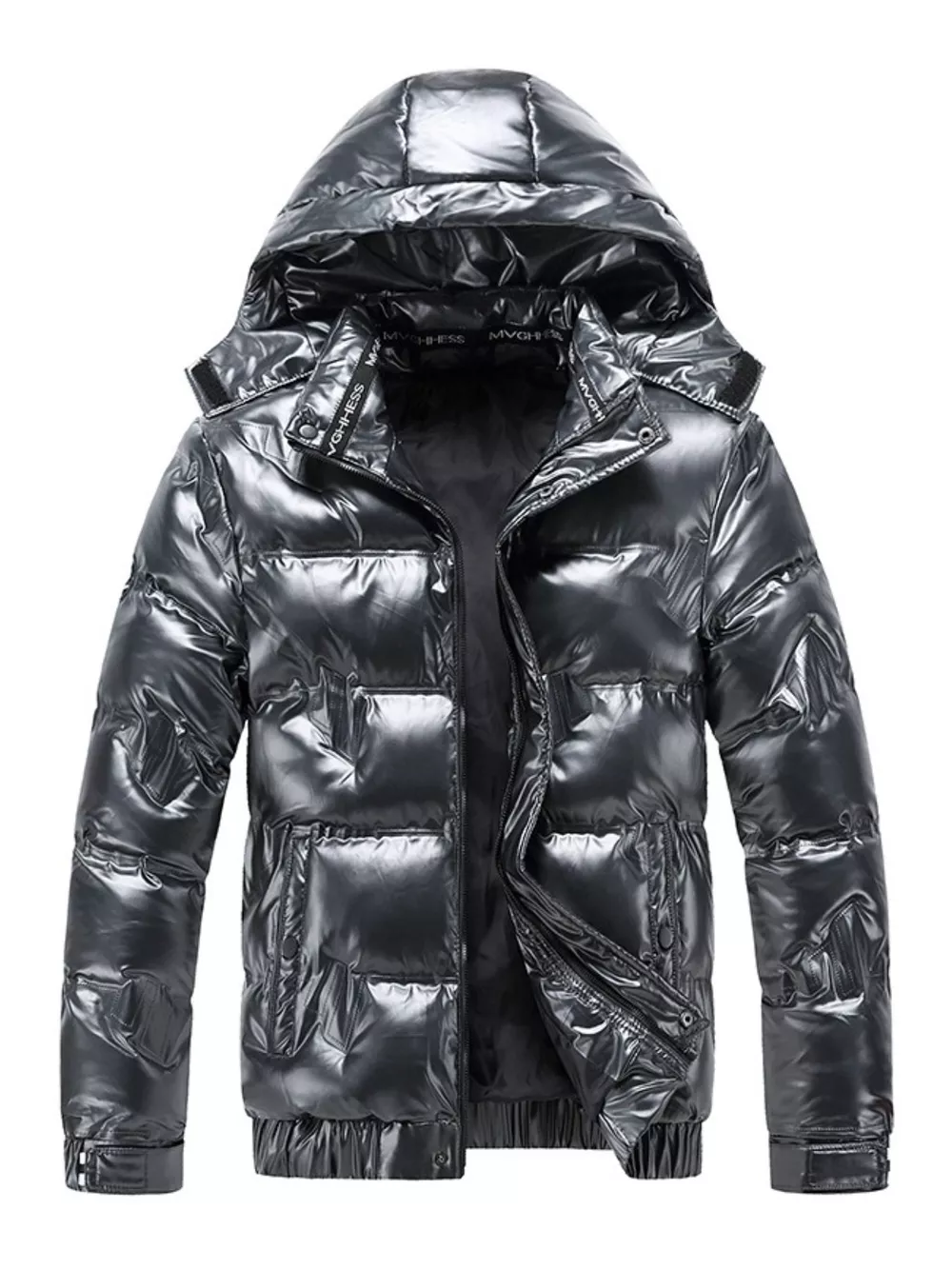 Men's Plus Size Zip Up Hooded Puffer Jacket, image 5