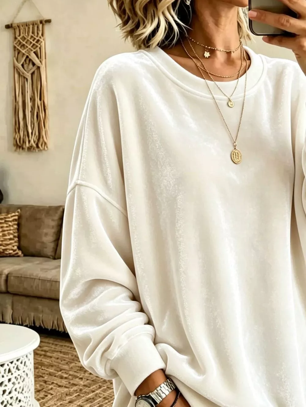 Full Size Solid Color Crew Neck Sweatshirt Plus Size, image 2