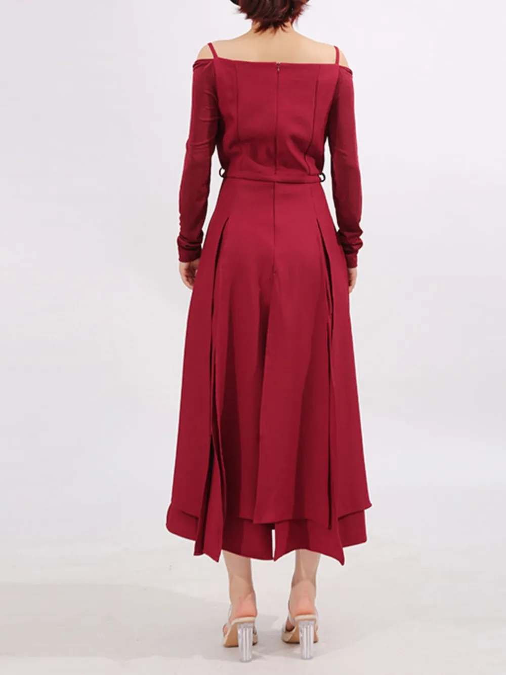 Slit Spaghetti Strap Long Sleeve Dress, image 5