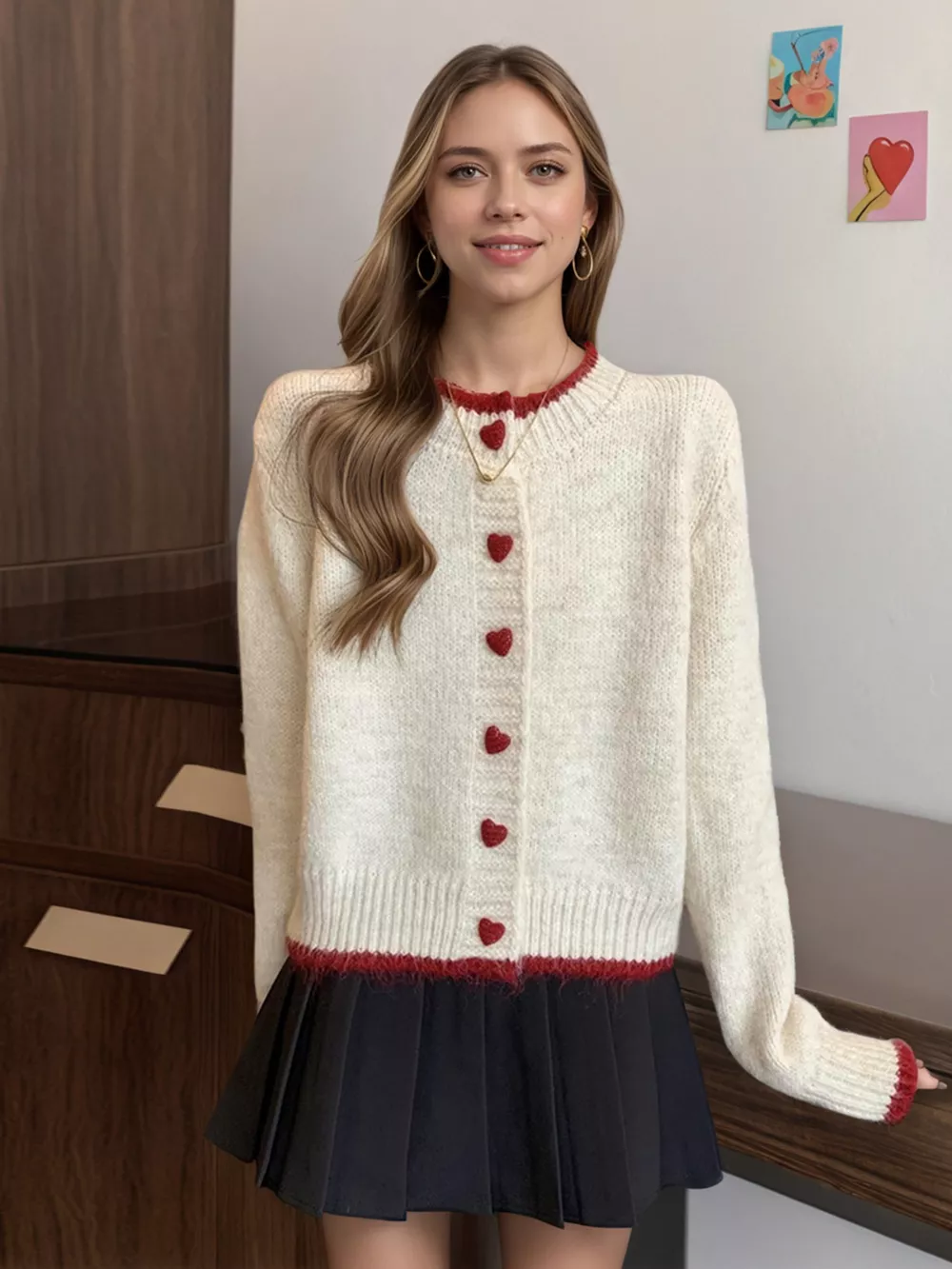 Heart Button Up Knit Cardigan, image 4
