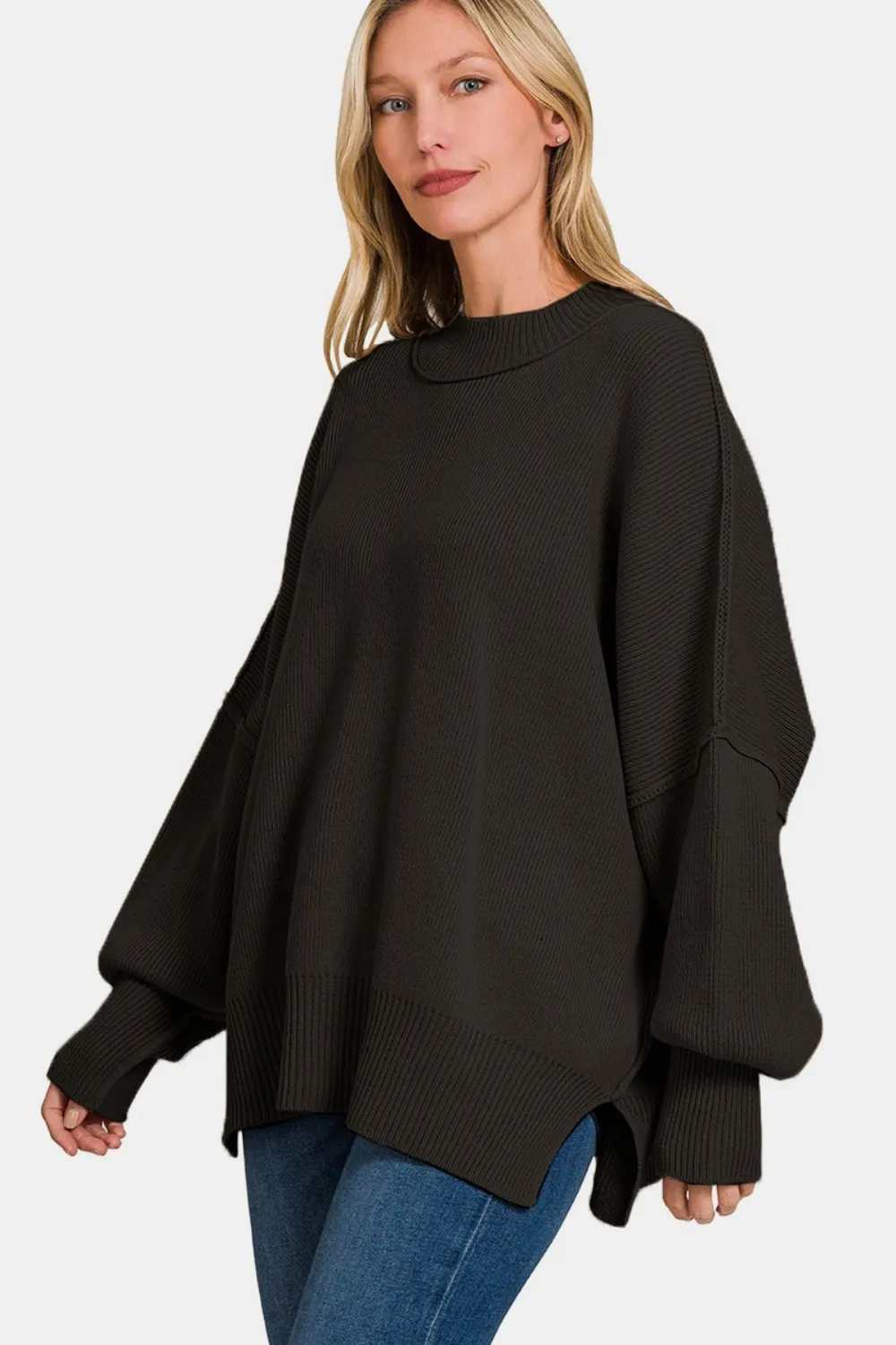 Side Slit Oversize Sweater, image 2