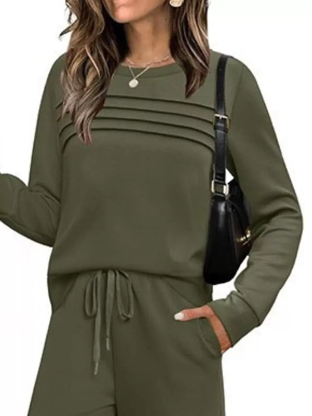 Full Size Long Sleeve Round Neck Top and Pants Set Plus Size, image 16