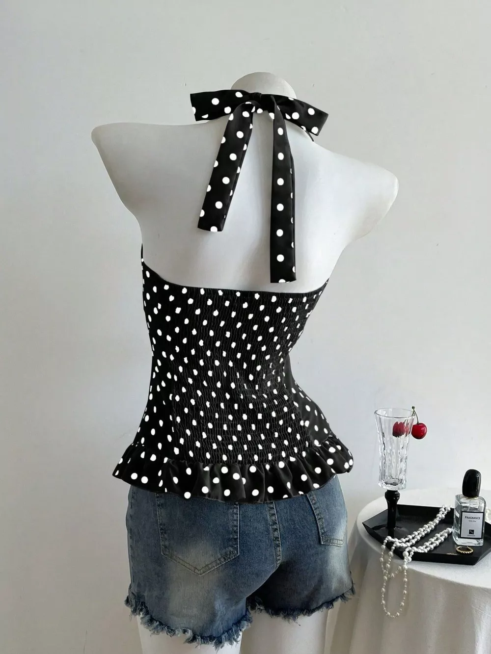Polka Dot Halter Neck Cami, image 3