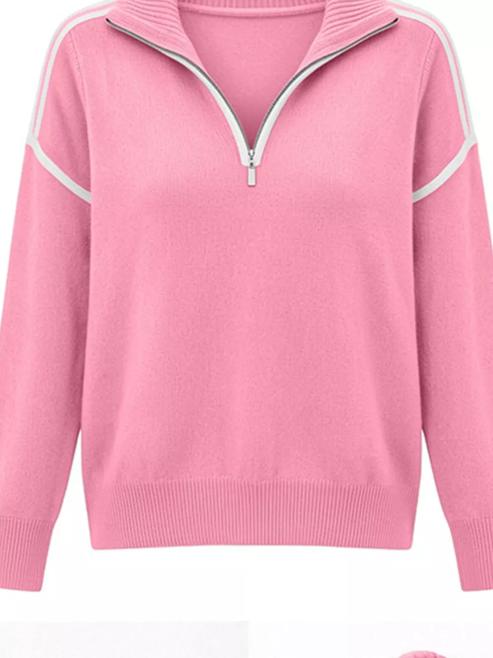 Quarter-Zip Dropped Shoulder Sweater, image 4