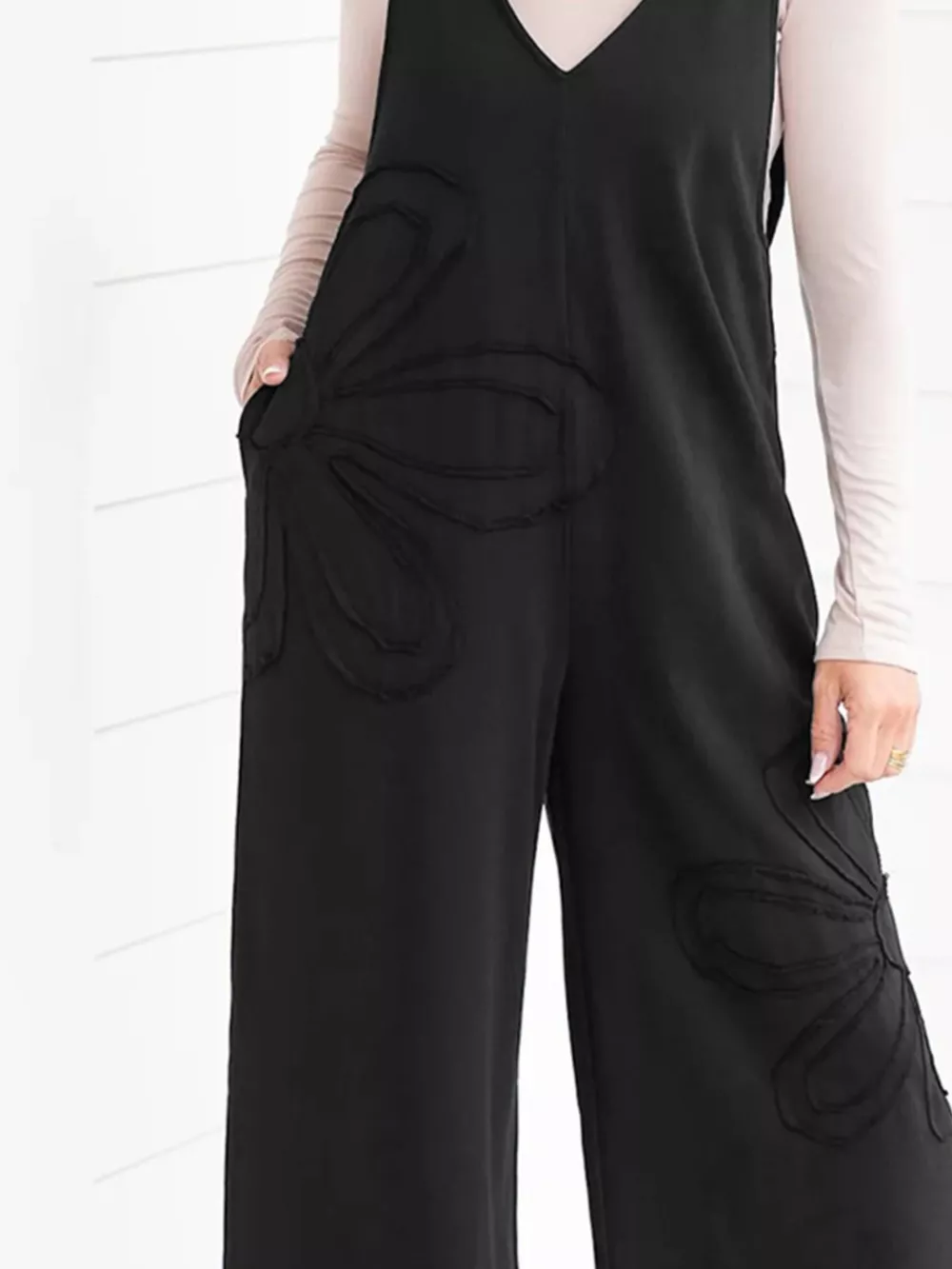 V-Neck Wide Leg Jumpsuit, image 2