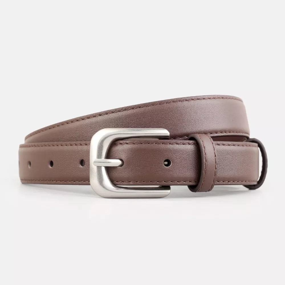 Classic Buckle Skinny Leather Belt, image 5