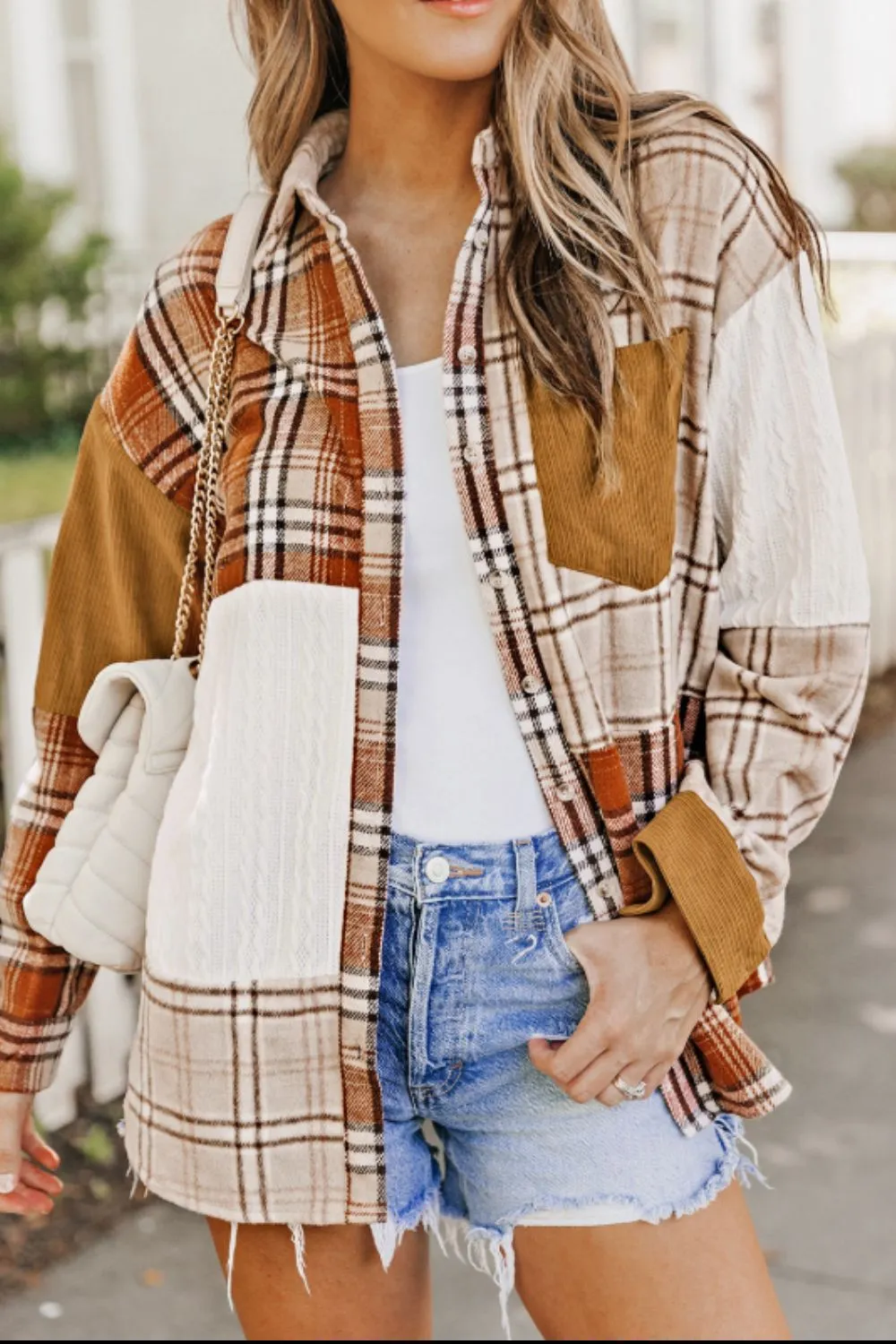 Plaid Button Up Long Sleeve Shacket, image 13