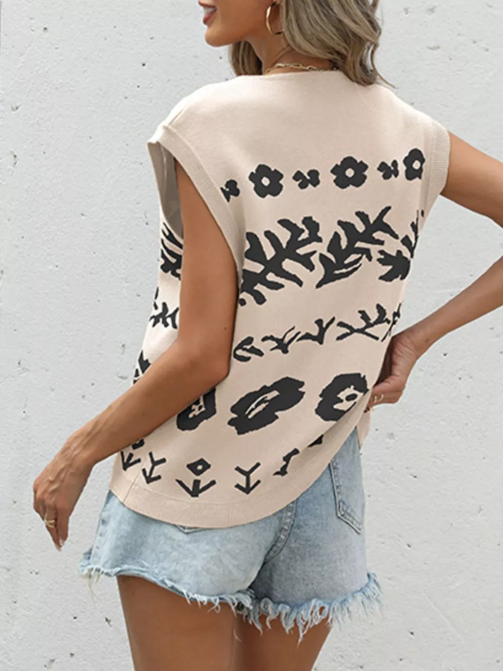 Floral V-Neck Cap Sleeve Cardigan, image 10