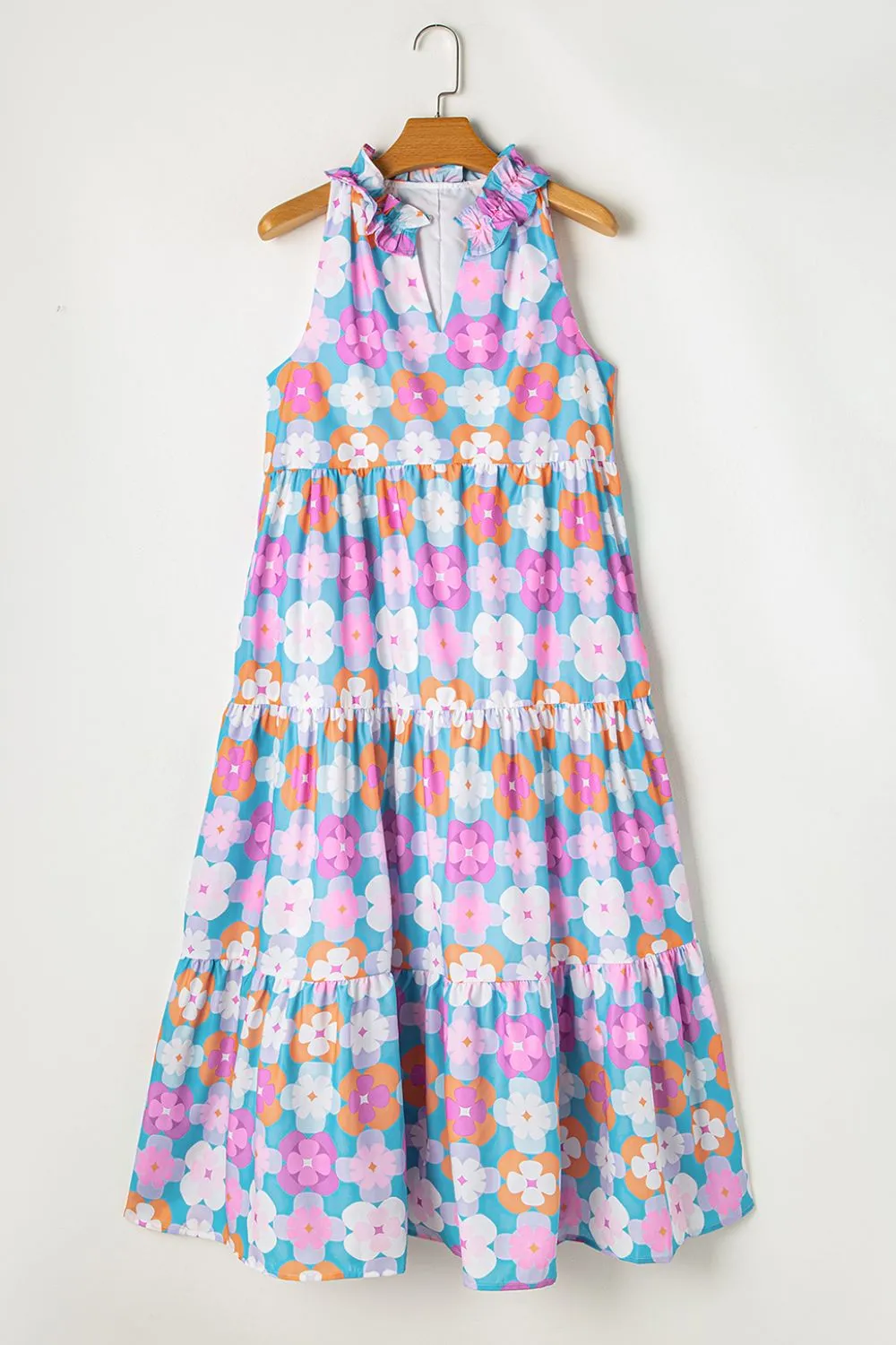 Floral Print Sleeveless Tiered Midi Dress, image 5