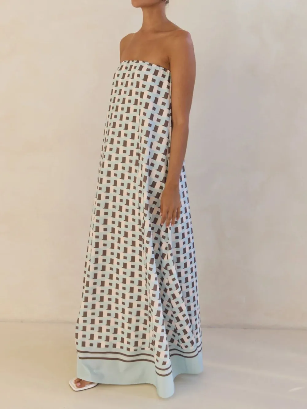 Smocked Printed Tube Maxi Dress, image 27